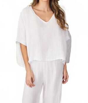 NEW MILIO MILANO women's dolman linen top in white